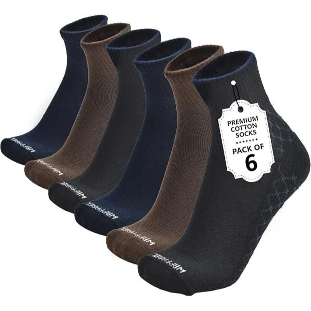 WRPPAREL Mens Low Cut Compression Ankle Socks Cotton 6 Pairs, Size: 10 to 13
